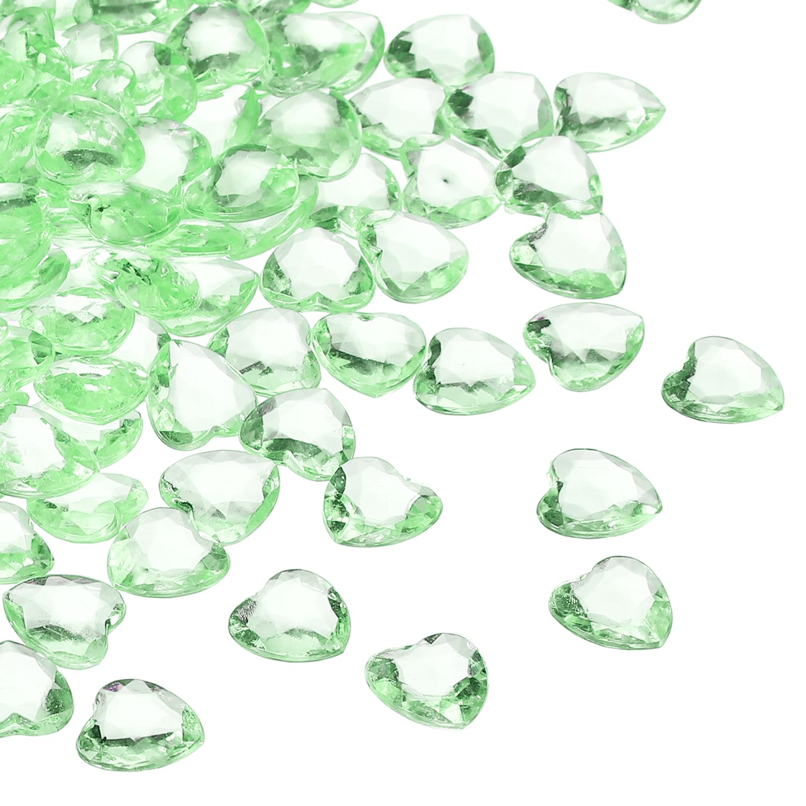 sourcing map 250Pcs Light Green Acrylic Heart Gems, Crystals Fake Heart Gems for Vase Fillers, Valentines Decorative Heart Gems for Table Scatter, Party Wedding Arts Crafts