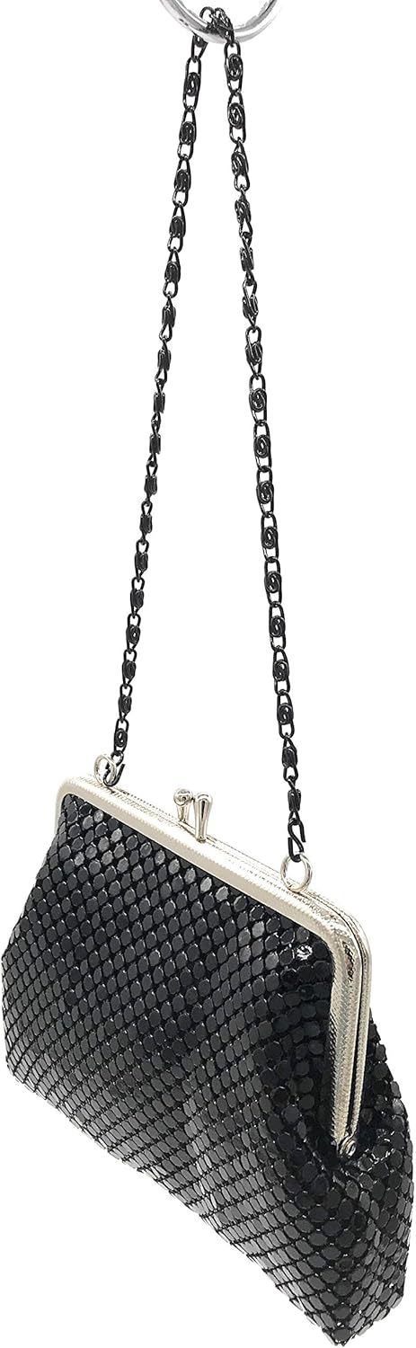 X-Small Women clutch metal mesh purse Hand carry chain for Cocktail Party Prom Wedding Banquet - Image 5