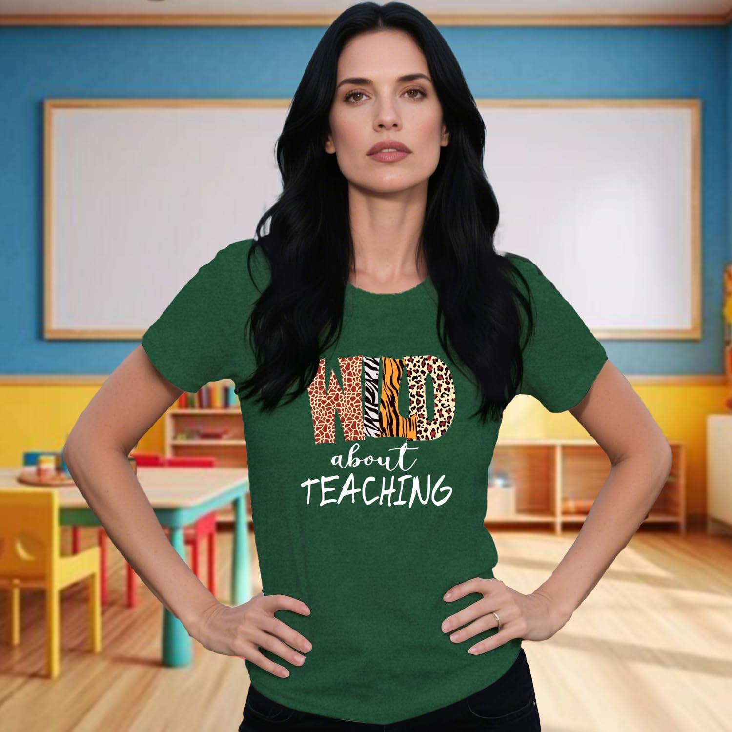 Womens Teacher Shirts Wild About Teaching Leopard Print T-Shirt Teacher Life Tee Top - Image 4