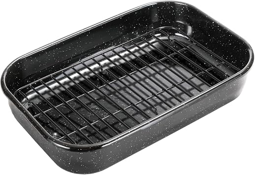 Roasting Pan with Rack, 16 x 11 Inch Rectangular Roasting Pan, 20lb Turkey Roaster Pot, Large Oven Roaster Tray for Baking Turkey by JY COOKMENT