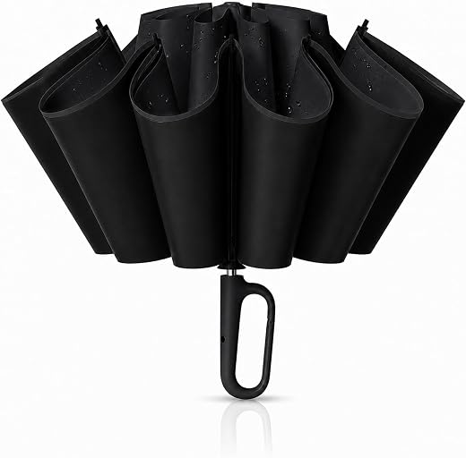 Zemic UV Reversible Umbrella with Novelty Carabiner Handle, Travel-Friendly Umbrellas for Sun &amp; Rain Protection, Windproof...