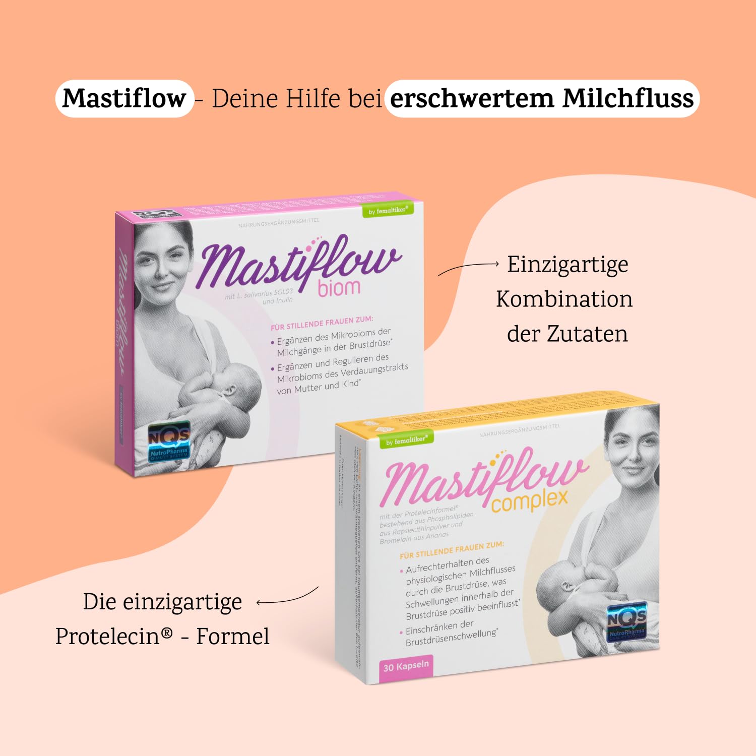 Complex – bei Milcheinschuss & Milchstau, Schwellungen in der Brust | Lecithin & Bromelain | Hebammengetestet & natürlich formuliert