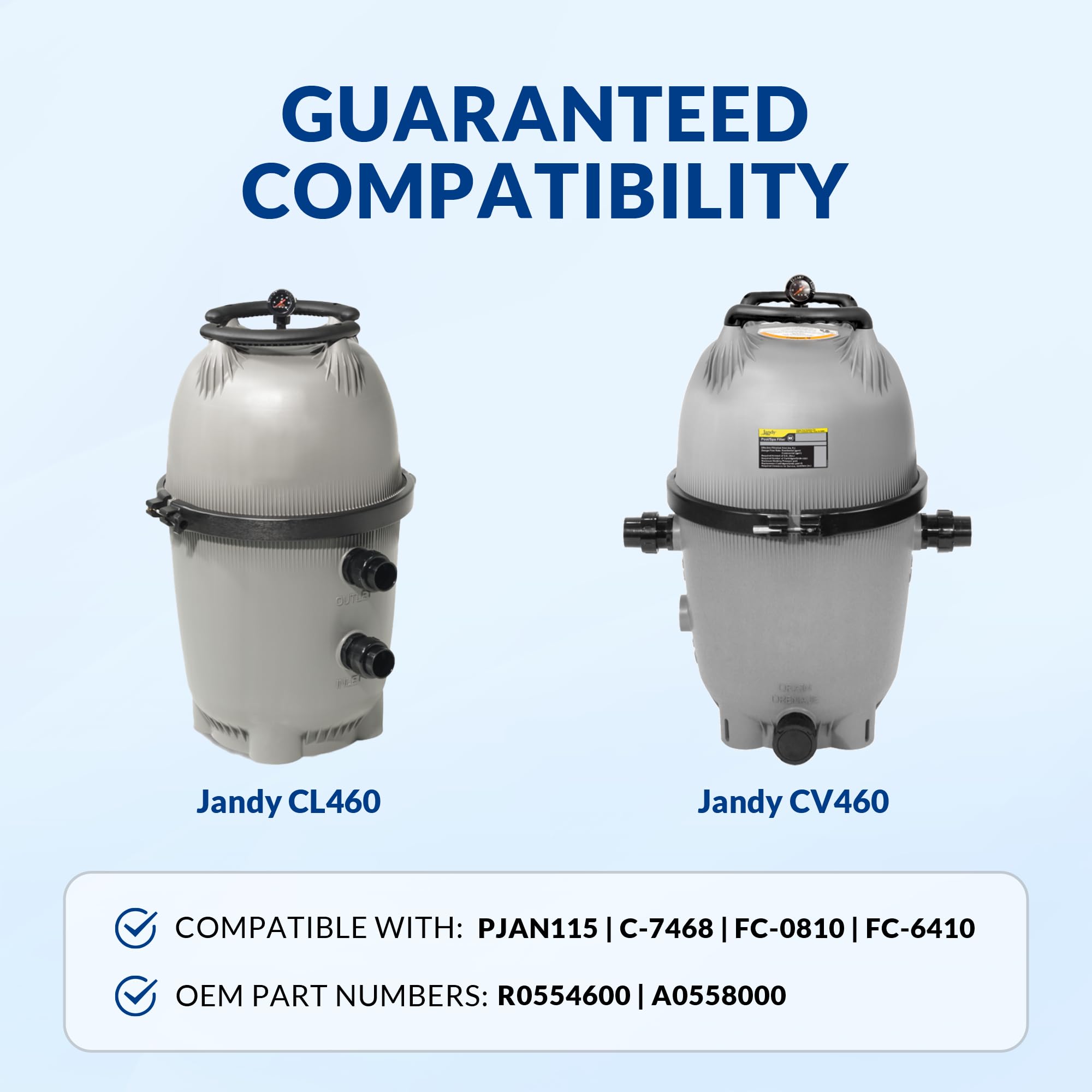 Cartuchos de filtro de piscina CV460 mejorados (paquete de 4), compatibles con Jandy CL/CV460, tela resistente de 5 onzas para una filtración y durabilidad superiores, reemplaza PJAN115