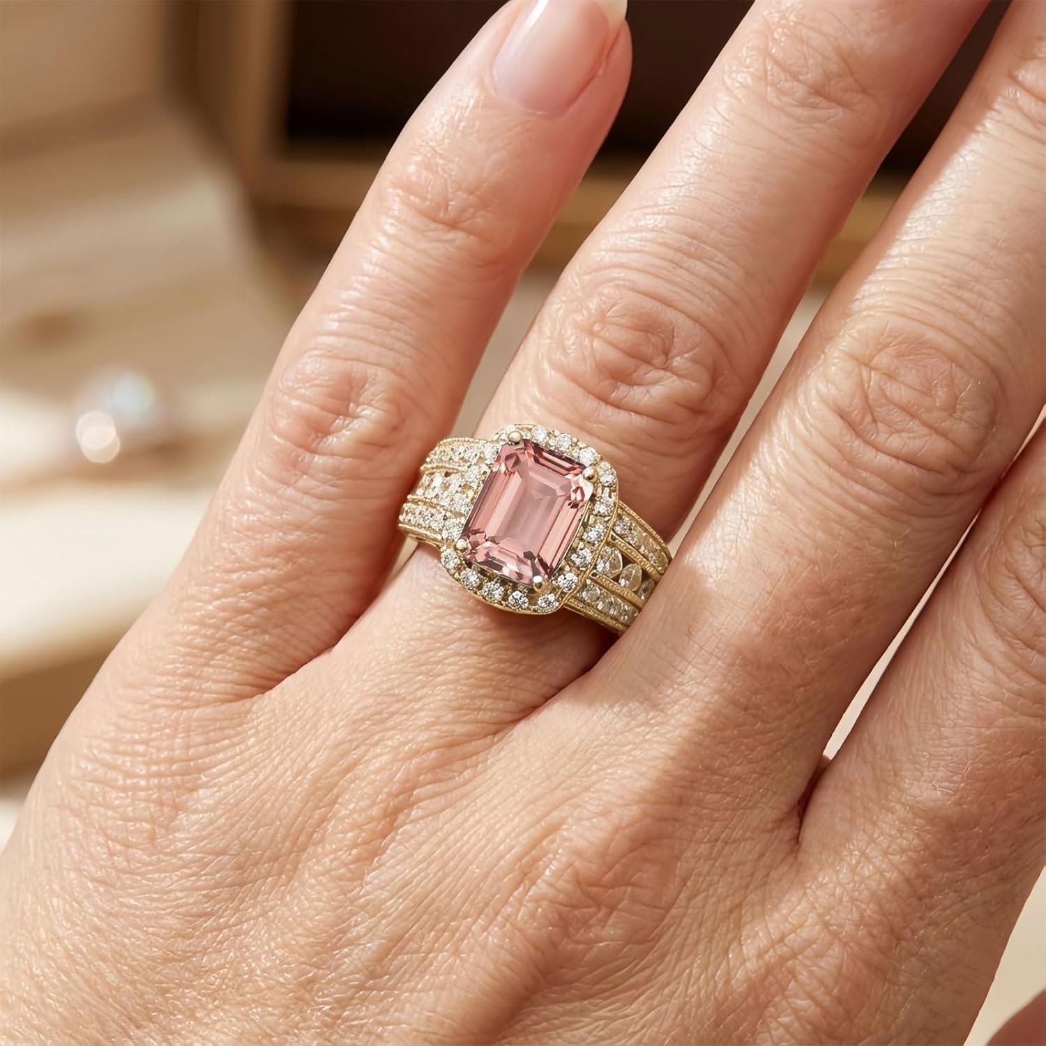 10K 14K 18K Gold 2 Carat Emerald Cut Gemstone Rings for Women with Moissanites/Diamonds Emerald Gemstone Engagement Anniversary Ring Size 3-16 - Image 4