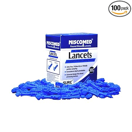 Niscomed Glucometer RBL-100 Round Blood Lancet 100 Pieces,Round Lancet Needle,Vital Round Glucometer Lancets Glucometer Lancets
