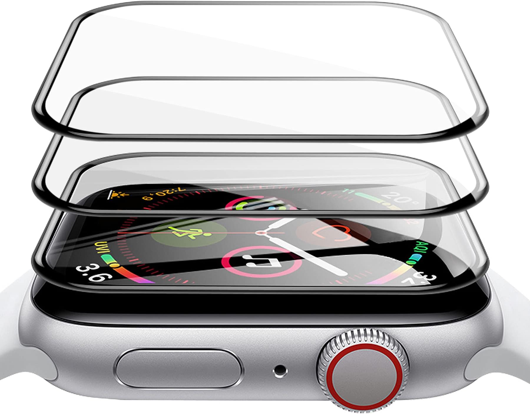 [3 Pack] Apple Watch Screen Protector 44mm Series 6/SE/5/4 - Full Coverage Anti-Scratch and Anti-Fingerprint Bubble-Free HD Protector for Apple Watch 44mm (Transparent)