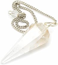 DOJA Barcelona | White Quartz Pendulum | Chakra Pendulum with 7 Natural Healing Stones + Natural Quartz Stone | Divination Pendulums, Radiesthesia Pendulums, Meditation, Balance