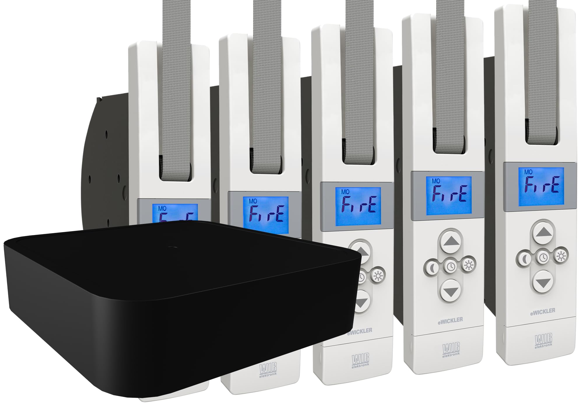 WIR elektronik eWICKLER Comfort Funk-Set, eW845-F Maxi, elektrischer Gurtwickler + Matter Bridge V7 mini, für 17-23 mm Gurtband, Unterputz, bis 75 kg, Smart Home (5 Fenster)