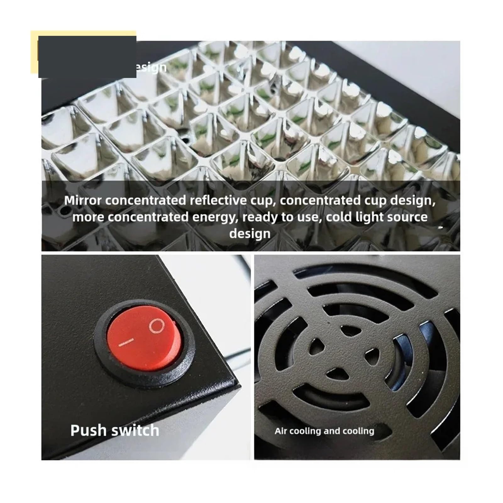 lámpara de curado UV, Lámpara De Curado Tipo Rejilla Refrigerada Por Aire Portátil, LED UV 365nm Y 395nm, Exposición A Impresión 3D, Placa Adhesiva Sin Sombras Alta Energía(405nm,18 beads 400W)