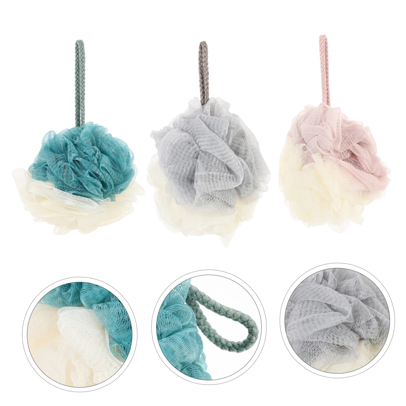 Ipetboom 1 Set Double Balls Exfoliating Shower Sponges for Relaxation Cleansing Compact Bathing Supplies for Home Travel Strong Foaming Easy to Use Random Color
