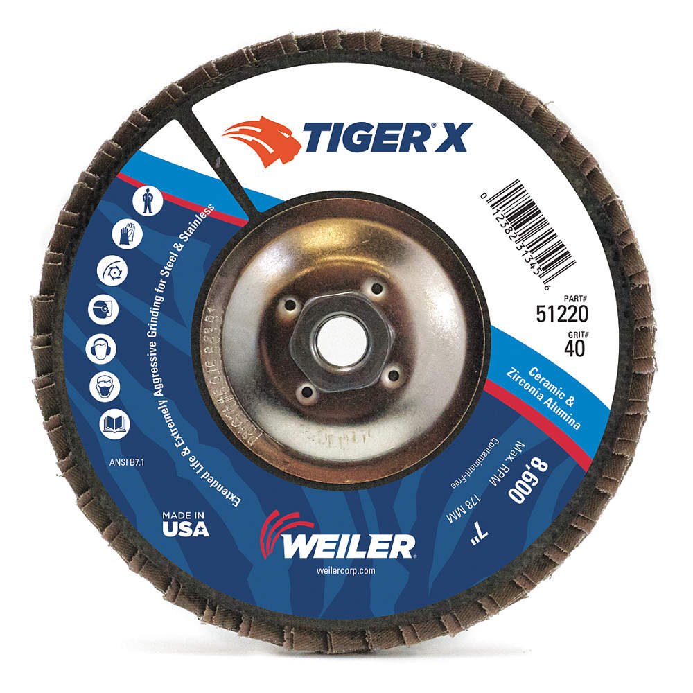 TIGER X Coated Abrasive Flap Disc, 7