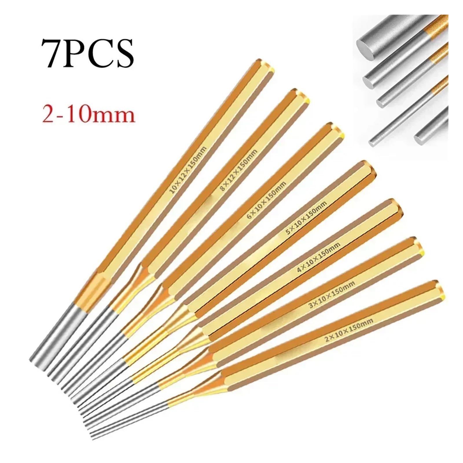 7 Uds., 2-10mm, punzón cilíndrico, cincel, Pin, herramienta, centro removedor, cono resistente, reparación de relojes