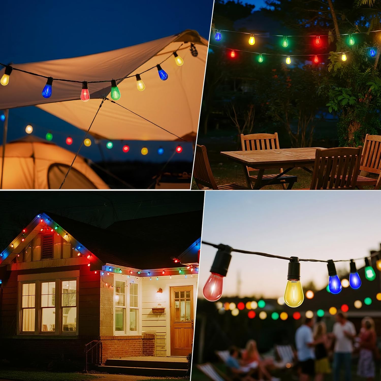 24 Pack S14 Colored LED String Light Bulbs, 1W Plastic Shatterproof Replacement Bulbs for Outdoor Patio Backyard Lights, E26 Medium Base, Warm White 2200K, Dimmable, Red/Green/Blue/Orange - Image 8