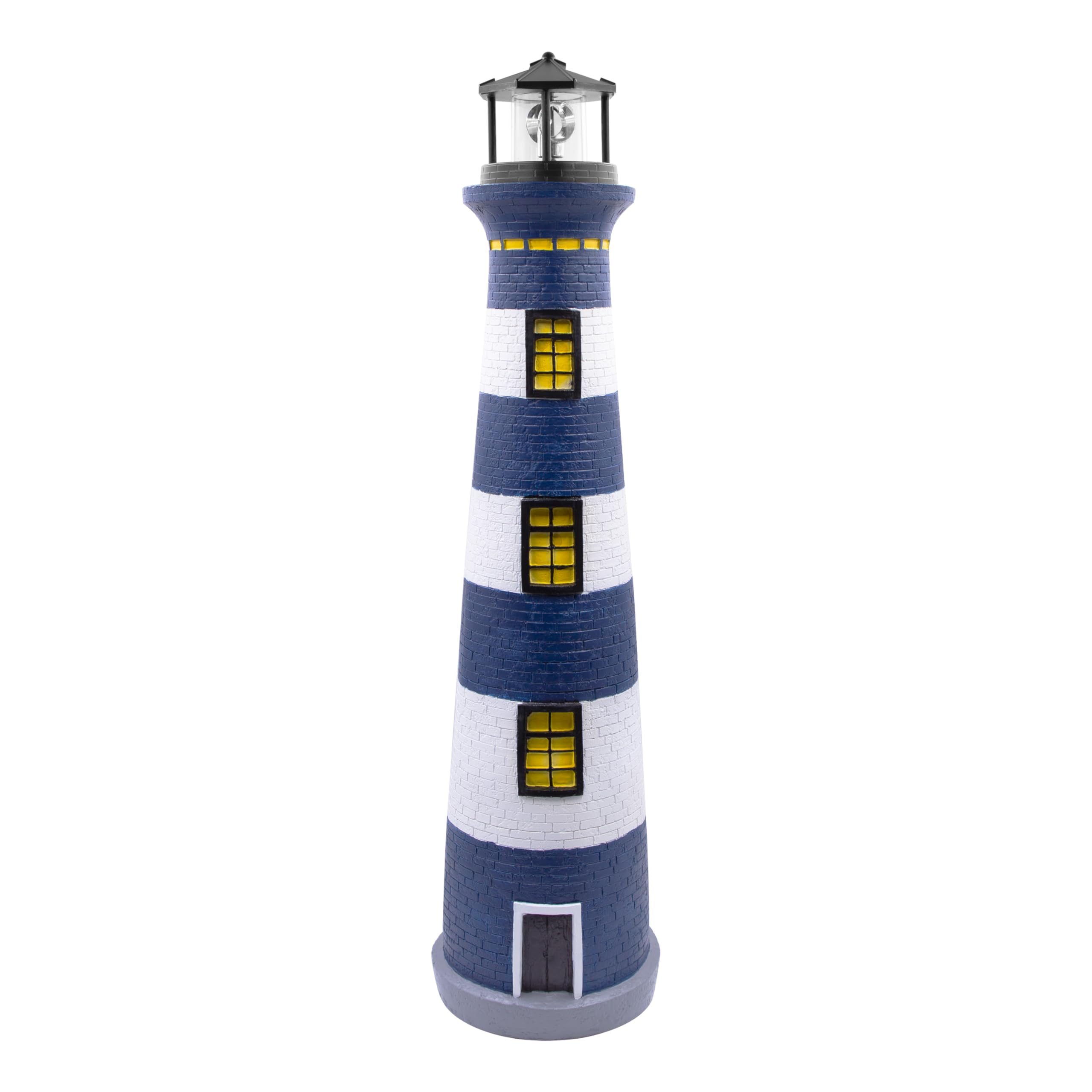 GardenKraft 13630 Solar Revolving LED Lighthouse/Blue and White / 75cm High/Auto-On At Dusk/Unique Garden Decoration โ image 1