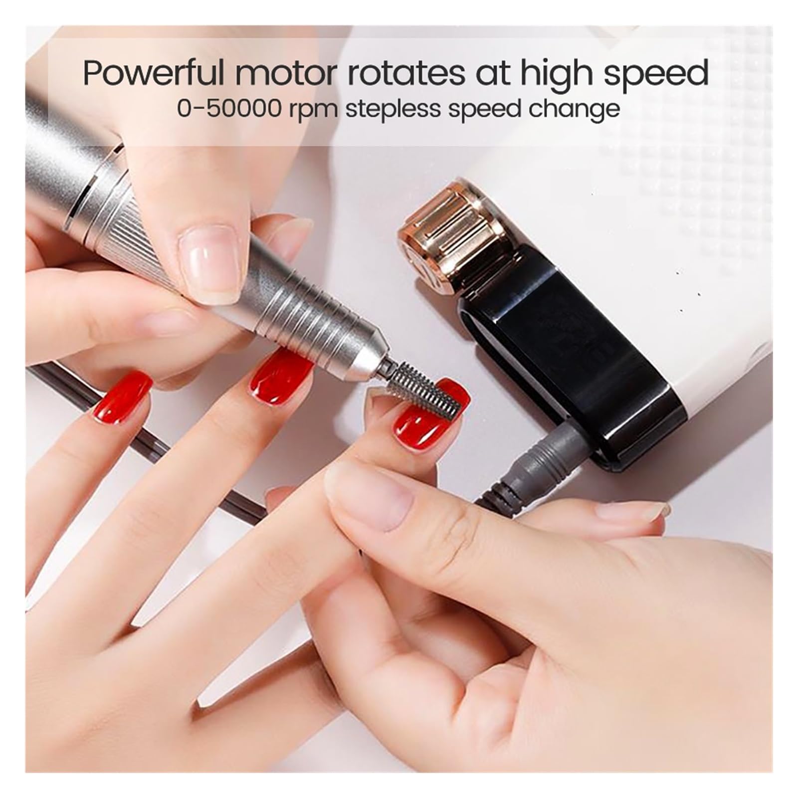 Torno de Uñas Eléctrico, Taladros de uñas for uñas acrílicas, lima de uñas eléctrica profesional de 50000rpm for el hogar y el salón, Efile recargable for uñas de Gel