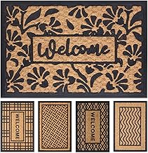 OLIVO.shop | Promo Doormat in Braided Coconut and Rubber, Rectangular Entrance Mat 40 x 60 cm (4 Right Design)