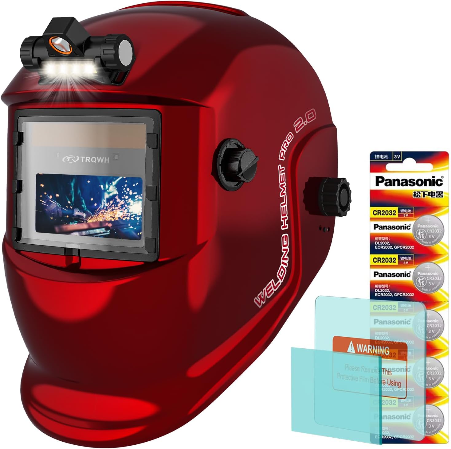 TRQWH Welding Helmet with Light True Color Auto Darkening Welding Helmets & Welding Lens - Solar Auto Darkening Welding Helmet Lens