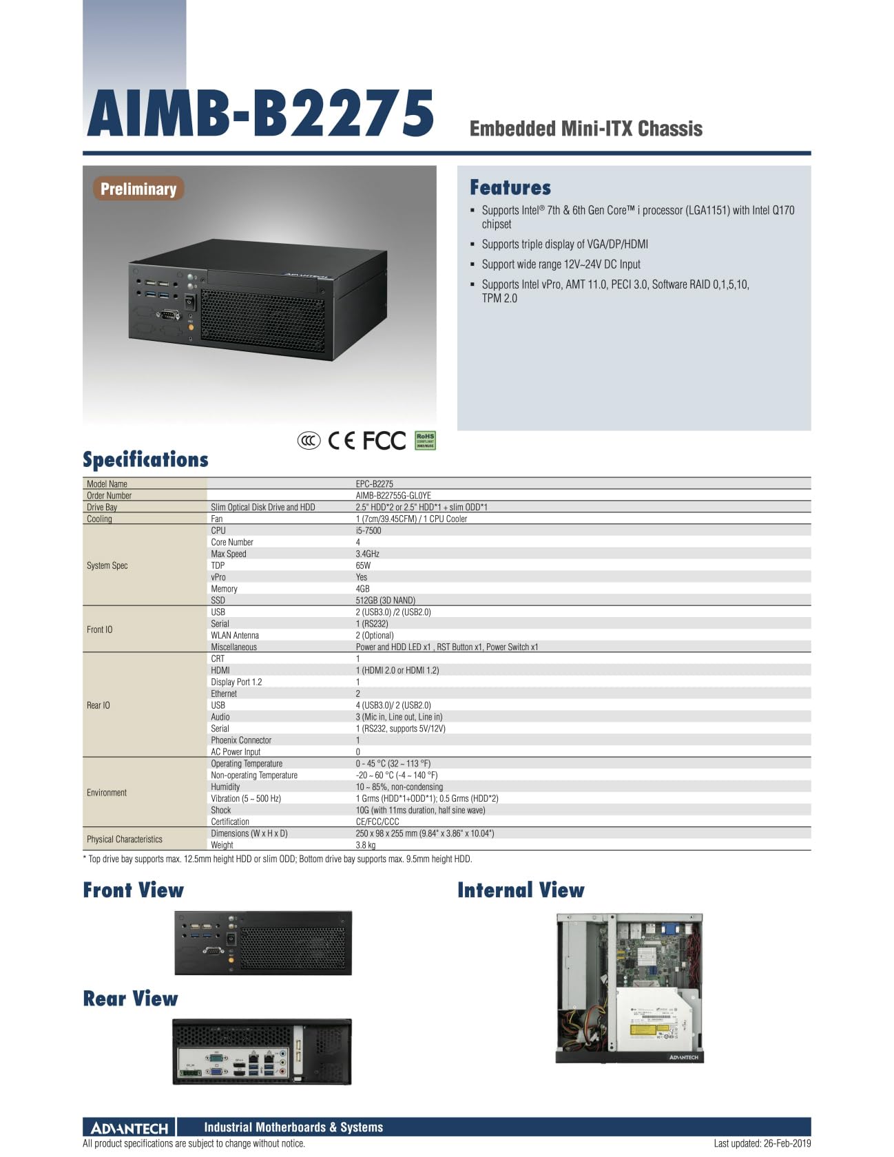 Amazon.co.jp: ADVANTECH アドバンテック 産業用PC OS無し Core