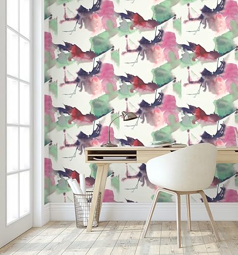 Vista 25 de NextWall Harry & Grace - Papel tapiz abstracto para despegar y pegar en bloque de acuarela (Inkwell)