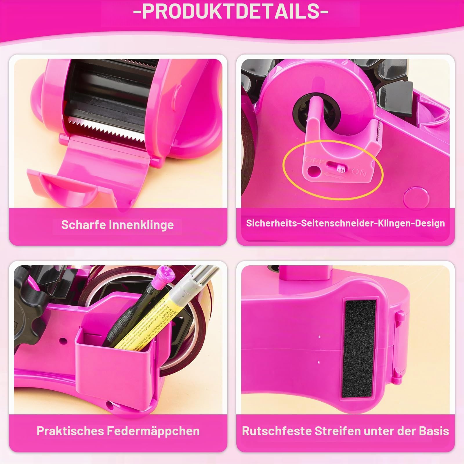 THINKLEARN Heißklebebandspender für Sublimation, Wärmeübertragungsbandspender mit Schneidset, 2,5 cm und 7,6 cm Kern, Multirollen-Schnittbandspender zum Basteln, vorgeschnittene 3,6 cm Teile