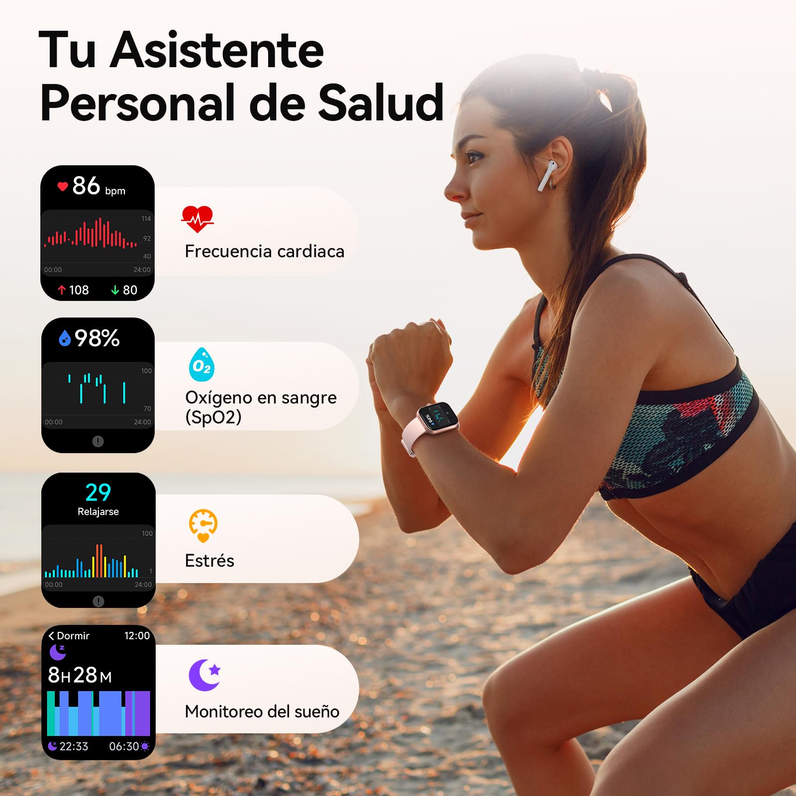 Gydom Reloj Inteligente para Mujer, 1,91" Smartwatch Mujer de Llamada Bluetooth y Alexa con Sueño Pulsómetro SpO2 Monitoreo y 110 Modos Deportivos, IP68 Impermeable Reloj Deportivo para Android iOS