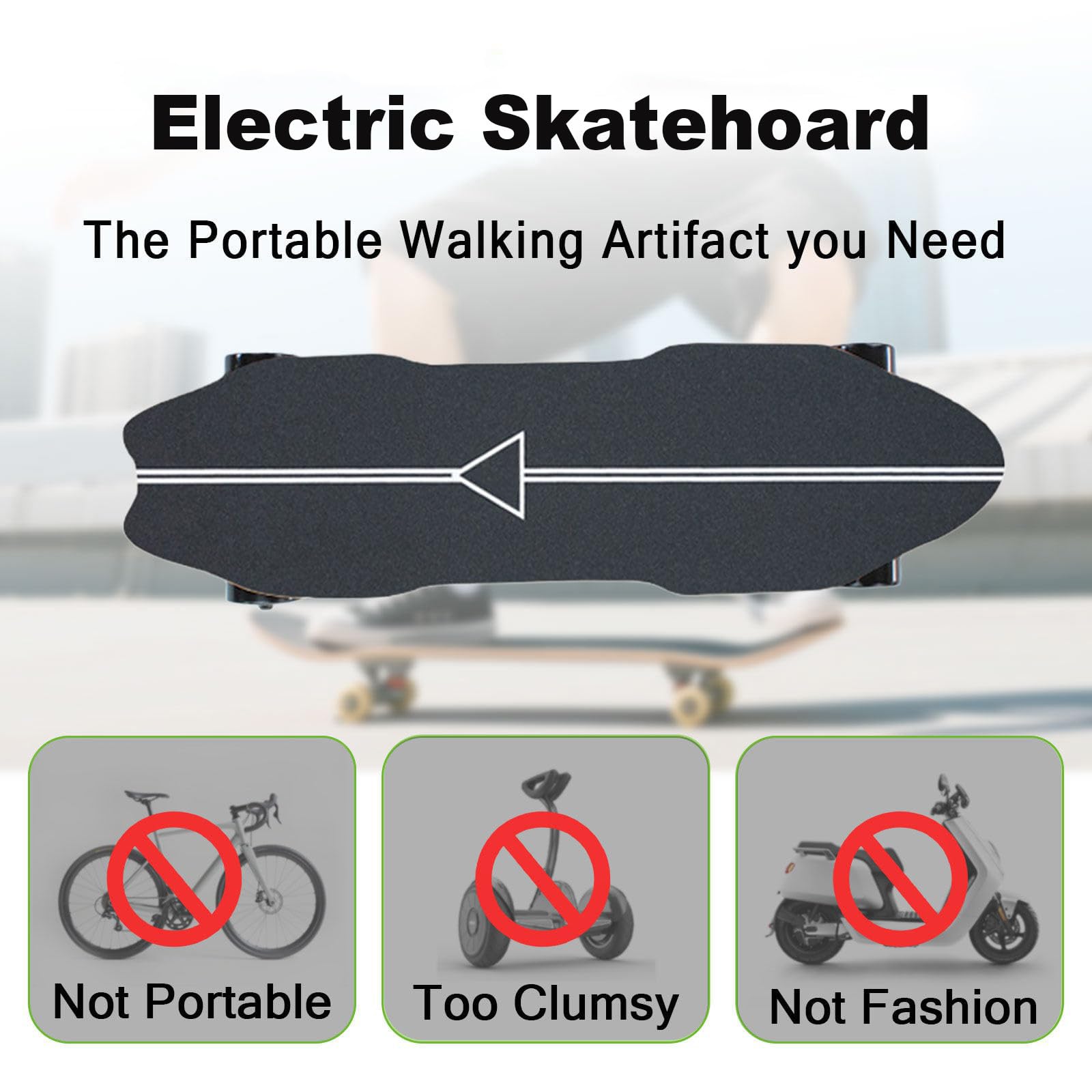 Skateboard électrique avec Télécommande, 7 Plis D'érable, Autonomie 8/15/22/30 Km, 4 Vitesses, Vitesse Maximale 25 Km/H, Longboard Idéal pour Les Trajets Domicile-Travail des Débutants 30KM