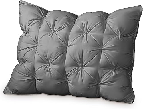 Miniatura 7 de ZUBISU Almohada de plumón de ganso blanco de lujo, tamaño Queen, 800 de potencia de relleno, almohada de plumas de hotel esponjosa y suave,