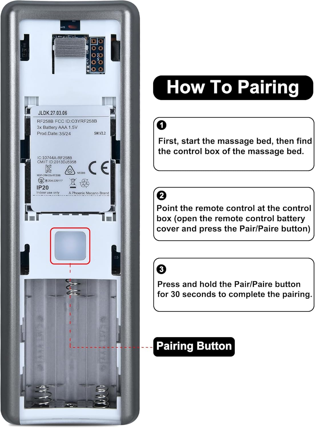 New Replacement RF258B Adjustable Bed Remote Control Compatible with Beautyrest SmartMotion 2.0 Serta Motion Plus Ergomotion Massage TEMPUR-Pedic JLDK.27.03.06 RF258B