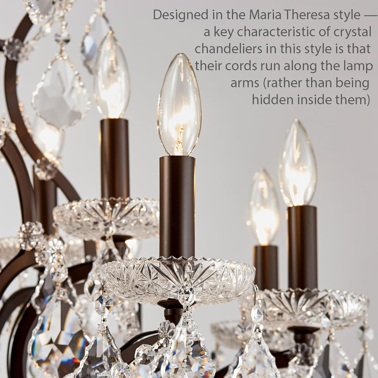 15 Lights Crystal Chandeliers for Dining Room Maria Theresa Chandeliers Vintage Pendant Light Fixture Living Room Bedroom Entryway Kitchen Brown 31.5" H x 30.7" D