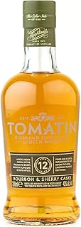 Tomatin 12 Year Old Single Malt Whisky. Highland Scotch Whisky Matured in Bourbon and Sherry Casks. 43% Alcohol/Vol 20cl Glass Bottle Whiskey Gifts For Men Perfect for Whisky Decanter, Scottish Gifts