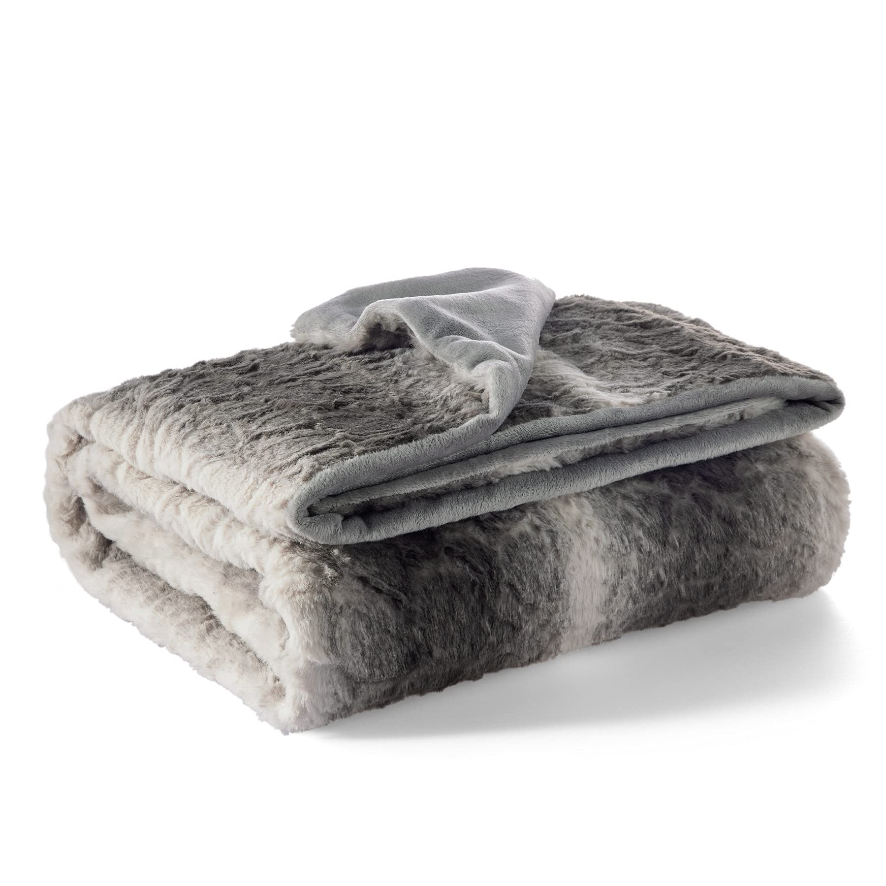 Bedsure Rabbit Faux Fur Throw Blanket for Couch - Coffee Fuzzy Fluffy Warm Soft Blanket for Sofa, 50x60 Inches