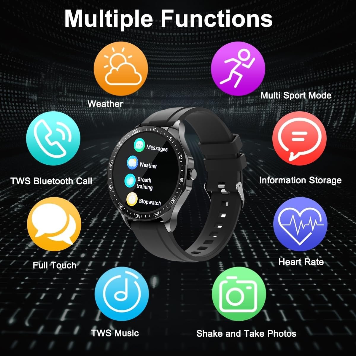 Smartwatch mit Ohrhörern, 3,5 cm runde Fitnessuhr X7, 2-in-1-Bluetooth-Uhr mit Schritt, Kalorien, Schlafmonitor, Herzfrequenz-Blutdruck-Monitor für iOS & Android