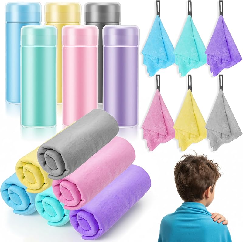 6 Pcs Swim Chamois with Packaging Box, Shammy Towel for Swimmers, Quick Dry & Lightweight Microfiber Towel for Swimming, Diving & Water Sports, Gifts for Competitive Swimmers