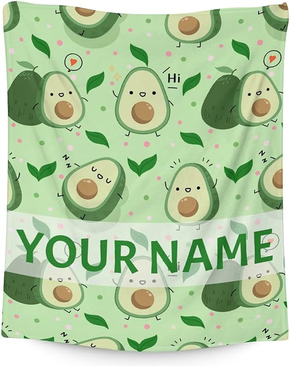 Blanket for Girls - 30"x40" Personalized Cute Avocado Throw Gifts - Green Soft Fuzzy Blankets for Couch & Office