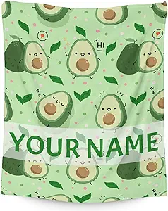 Blanket for Girls - 30"x40" Personalized Cute Avocado Throw Gifts - Green Soft Fuzzy Blankets for Couch & Office