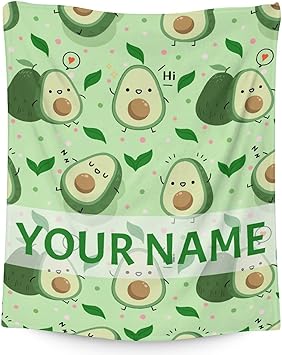 Blanket for Girls - 30"x40" Personalized Cute Avocado Throw Gifts - Green Soft Fuzzy Blankets for Couch & Office