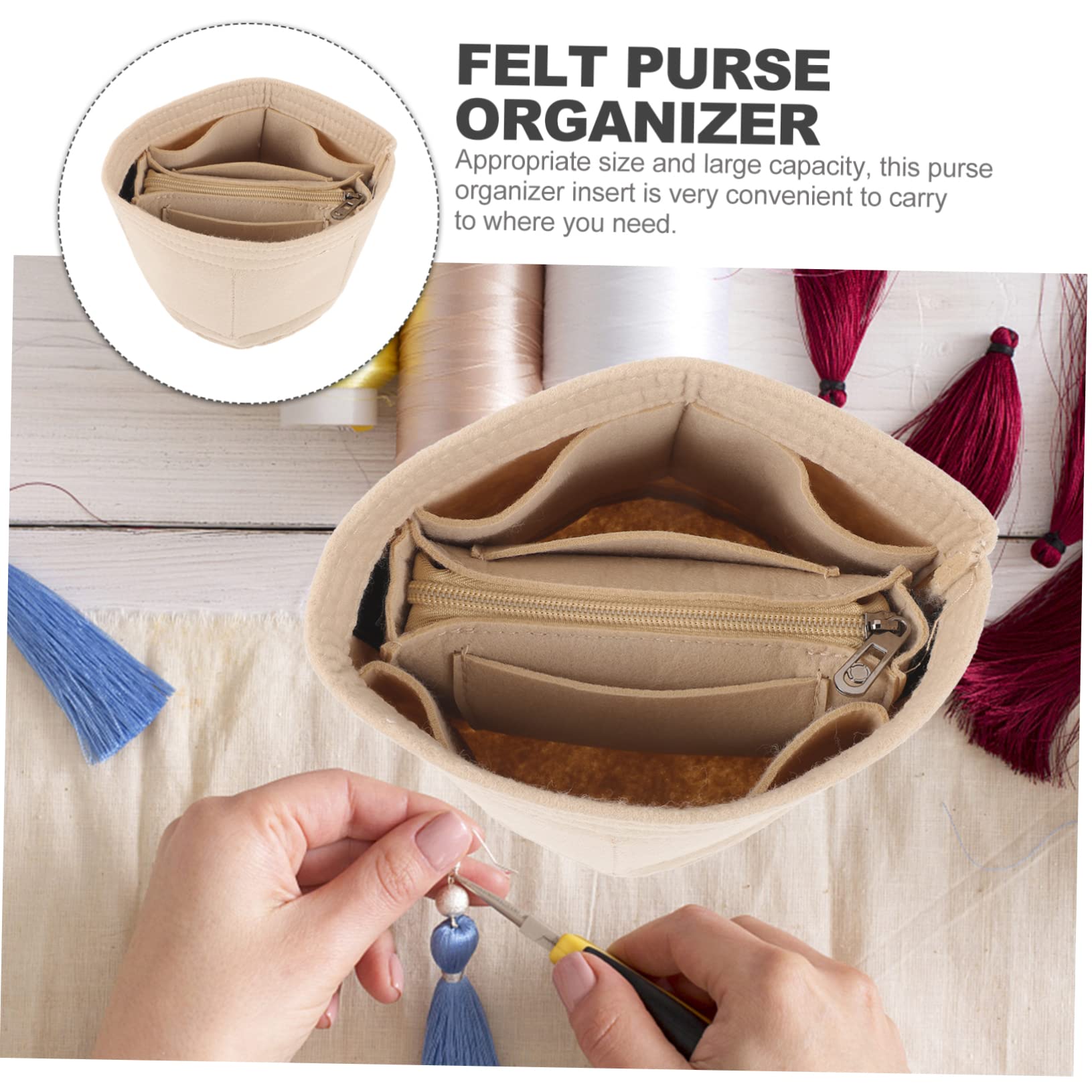 TOVINANNA Felt Purse Organizer Insert for Women's Handbags Tote Bag Insert Organizer Cylinder Liner