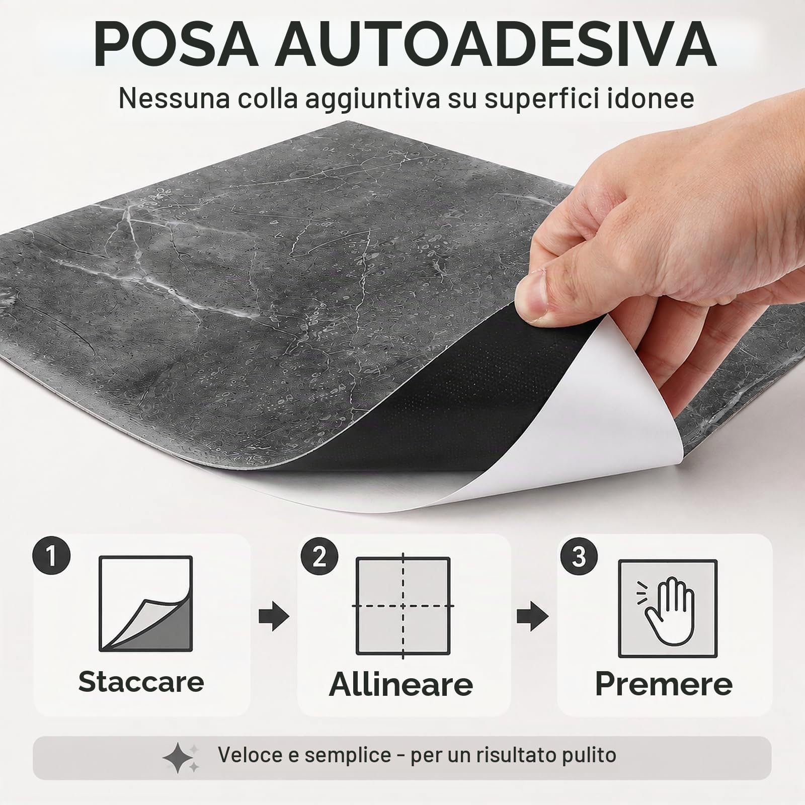 CYEER 40 pezzi 30x30CM Pavimento autoadesivo in PVC, Pavimento in vinile autoadesivo grigio, Piastrelle autoadesive per cucina, soggiorno, bagno (grigio marmorizzato)