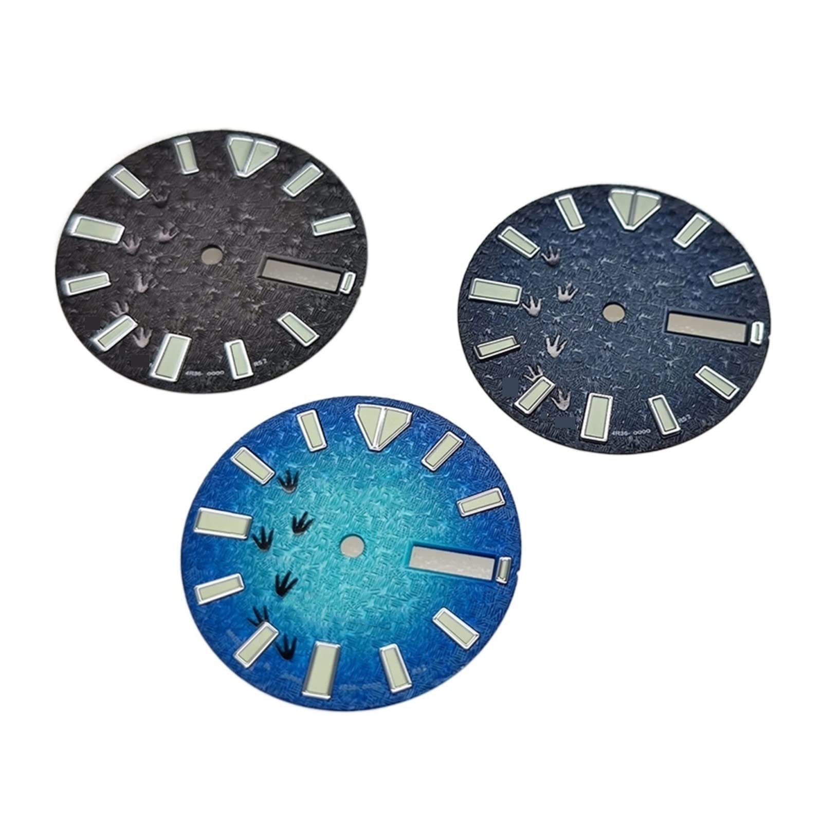 Cadran De Montre Bleu Lumineux 28.5mm Pour Mouvement NH35 - Compatible Customisation - Neuf