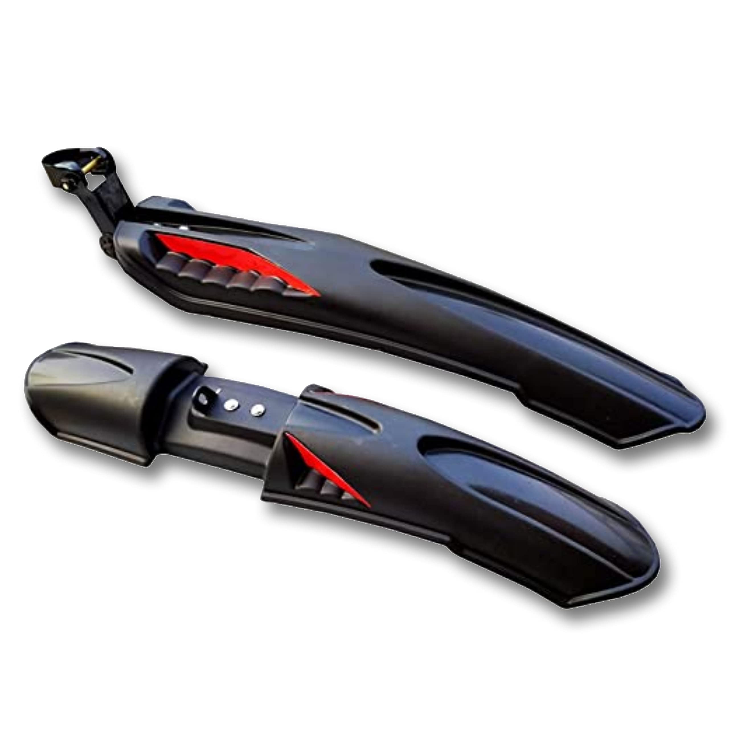 De Venta Bicycle Plastic Mudguard with Reflective Tape with Unbreakable Iron Clamp, Black-Red