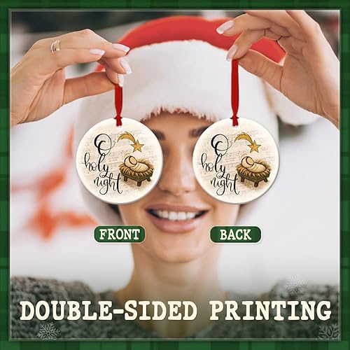 Miniatura 4 de Adorno de Navidad con escena de la Natividad  Decoración de árbol religioso de la Noche Santa, adorno bíblico cristiano  Regalo de fe de Jesús para