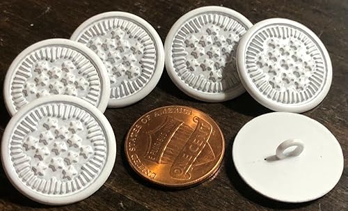 Botones para manualidades, costura y ropa, lote de 6 piezas de base de metal plana con punta de estrella de pintura blanca de 0.803in 1316" 12182