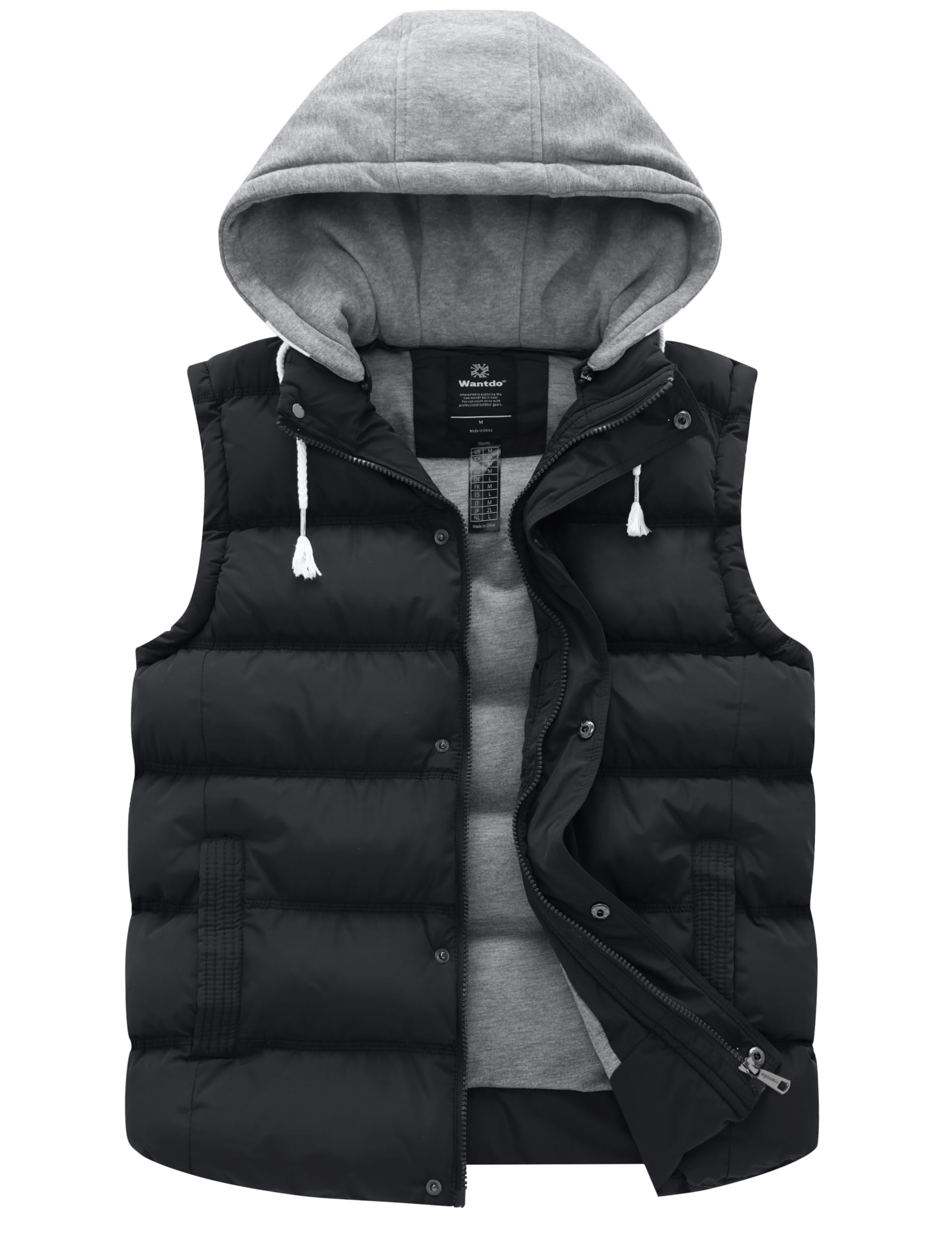 Women's Quilted Puffer Vest Thicken Warm Winter Coat with Removable Hood
