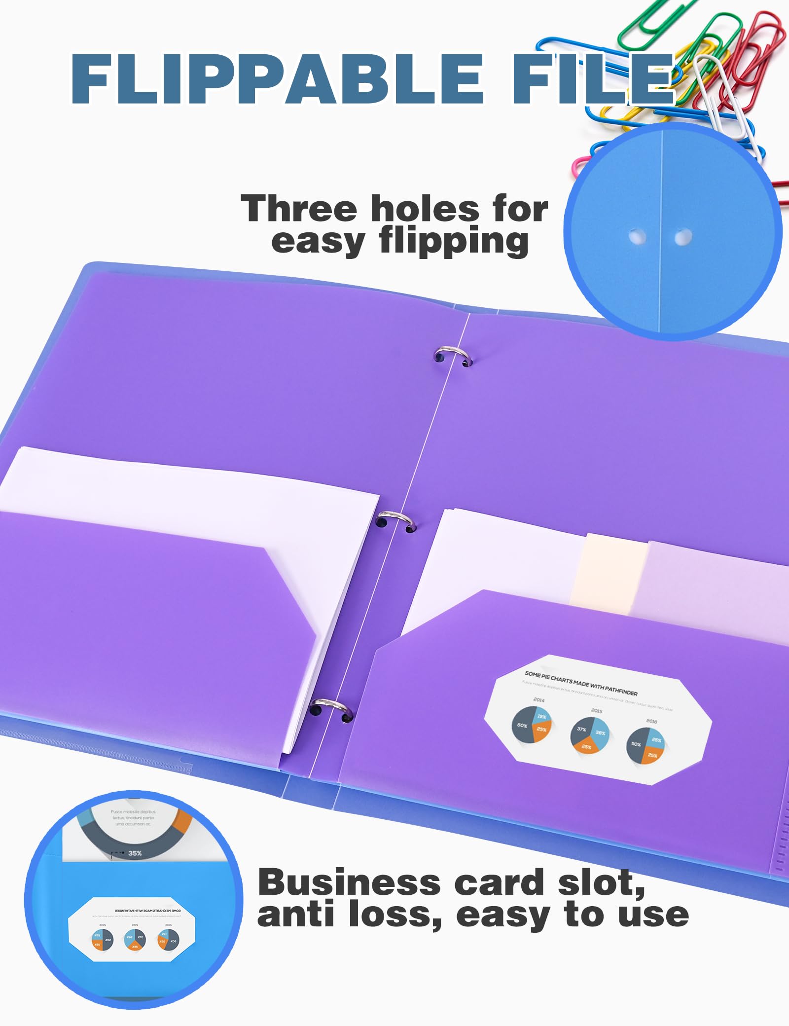 Amazon.com : Cesil 6 Pack Folders with Pockets 3 Hole