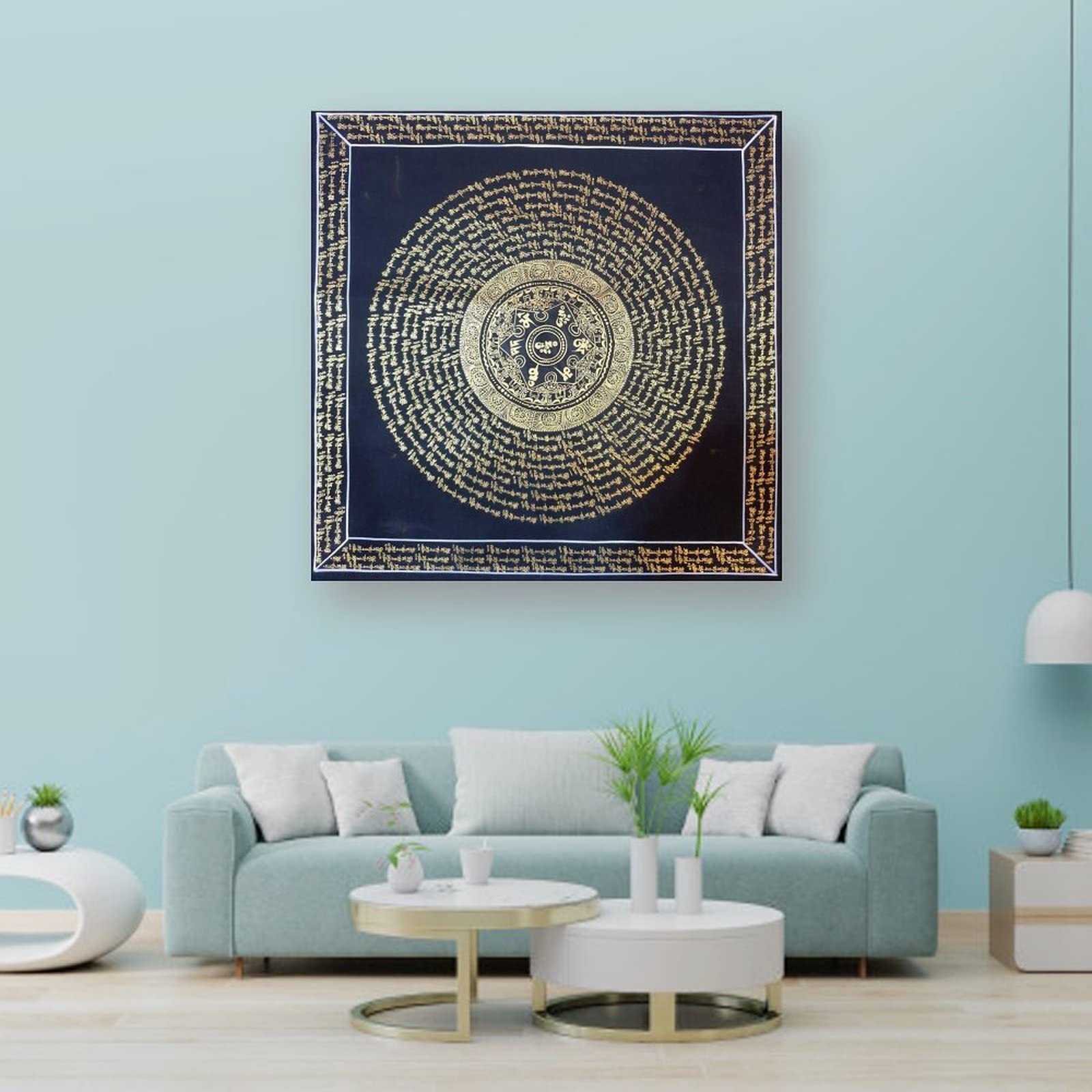 Poster tradizionale Mantra Mandala Art Buddismo Religione Meditazione Buddha Bodhisattva Wall Art Poster Regali camera da letto Decorazione per la casa Quadro Poster su tela 70 x 70 cm