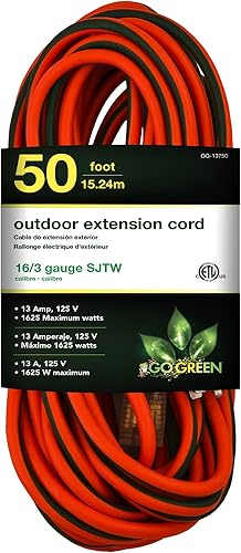 Vista 5 de WORX WG520 Turbine 600 Soplador eléctrico de hojas de 12 amperios y GoGreen Power GG-13750 16/3 50 pies SJTW cable de extensión para exteriores