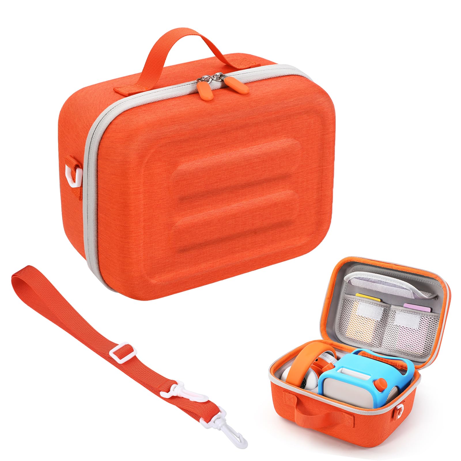 Étui de transport rigide compatible avec Yoto Player (3e génération) haut-parleur Bluetooth, sac de rangement de voyage pour Yoto Audiobook Story Player 3ème génération, Orange, Moderne