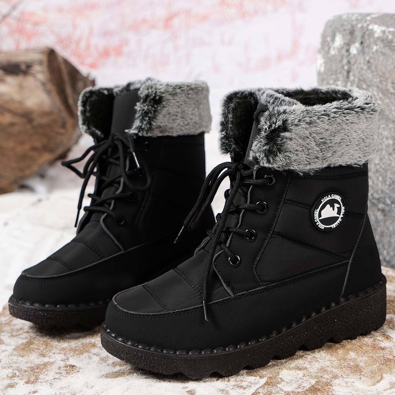 Apres Ski Femme Bottes De Neige Botte Hiver Imperméable Bottines Boots Fourrées Apres-Ski Chaussure Bottine Botas Chaussures Glacia Barefoot Grand Froid Fourrée D'hiver Chaude Randonnée Après-Ski