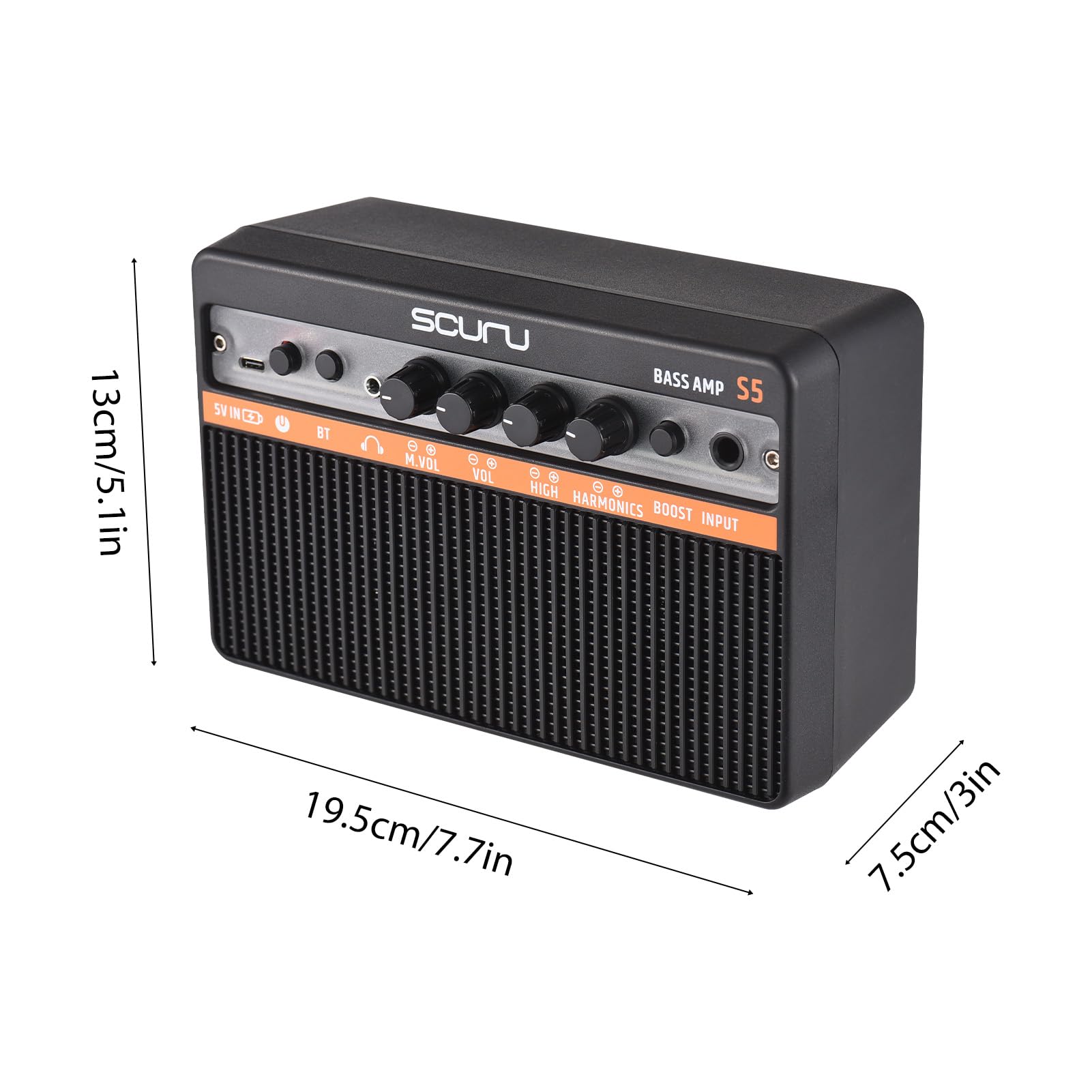 Btuty 20W Piccolo Basso Elettrico Amplificatore Portatile Basso Chitarra Pratica Altoparlante per Pratica Quotidiana Prestazioni di Strada Amplificatore Ricaricabile Supporta Connessione BT/Cuffia