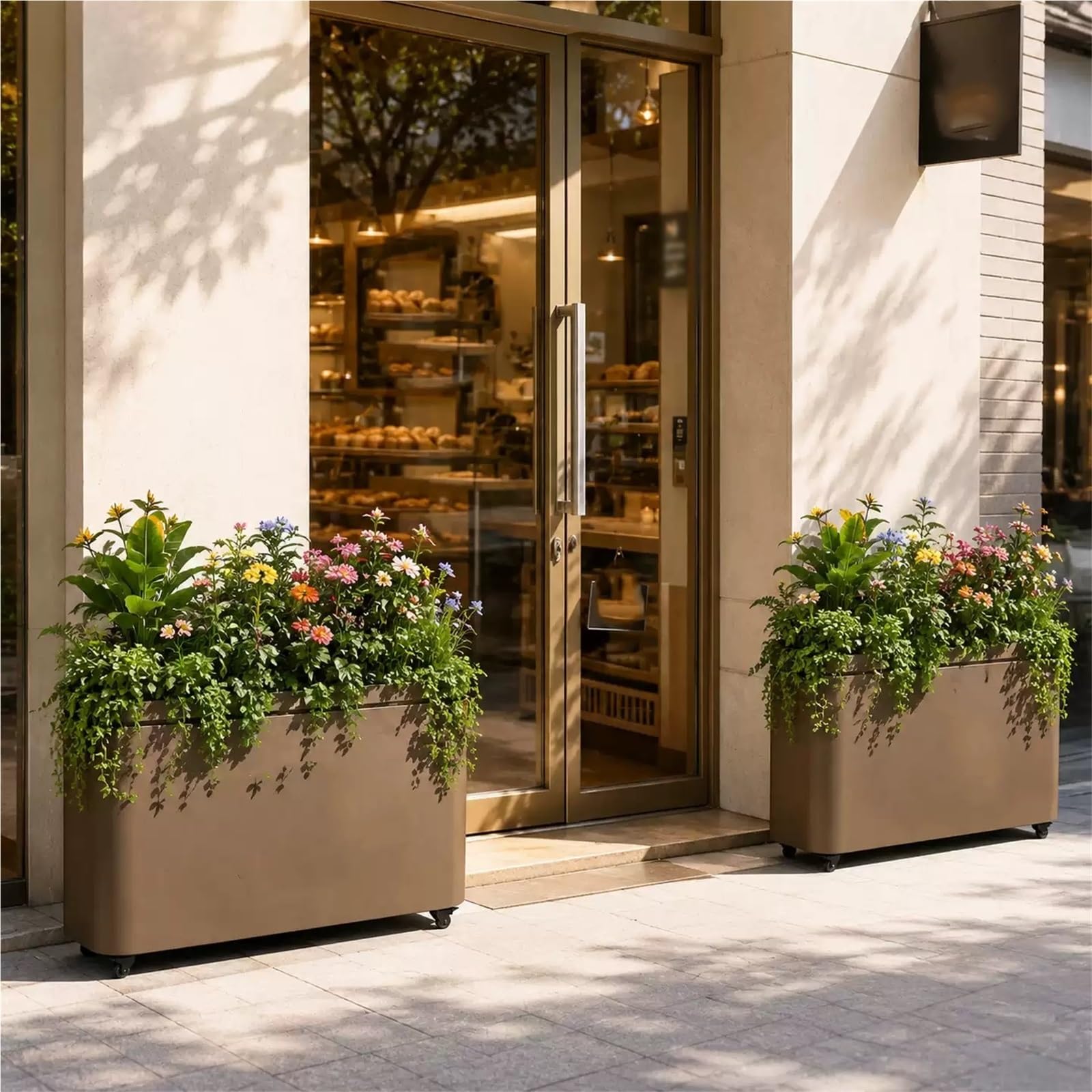 Al Aire Libre Macetero móvil, contenedor de Cultivo, Maceta Decorativa for Flores Caja de Flores